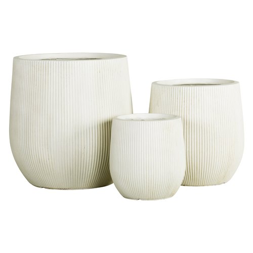 Set vasi piante Amicasa GA303247 (29, 30, 50 cm) Bianco crema