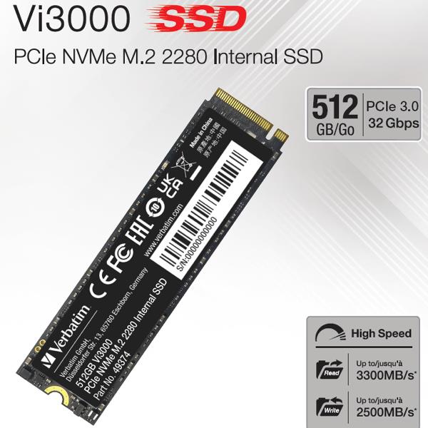 Image of Verbatim Vi3000 M.2 512 GB PCI Express 3.0 NVMe