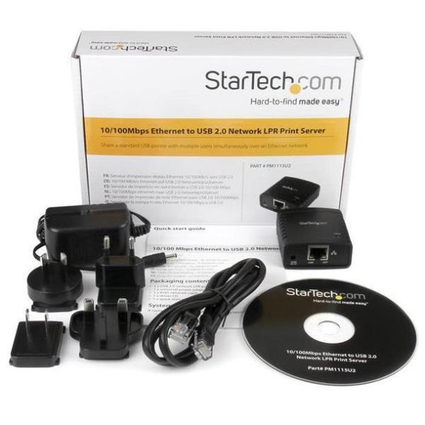 Image of StarTech.com Server di rete per Stampante Ethernet 10/100 Mbps con porta USB 2.0