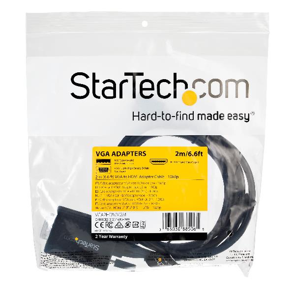 Image of StarTech.com Cavo adattatore convertitore da VGA a HDMI da 2 m - Alimentazione USB - 1080p