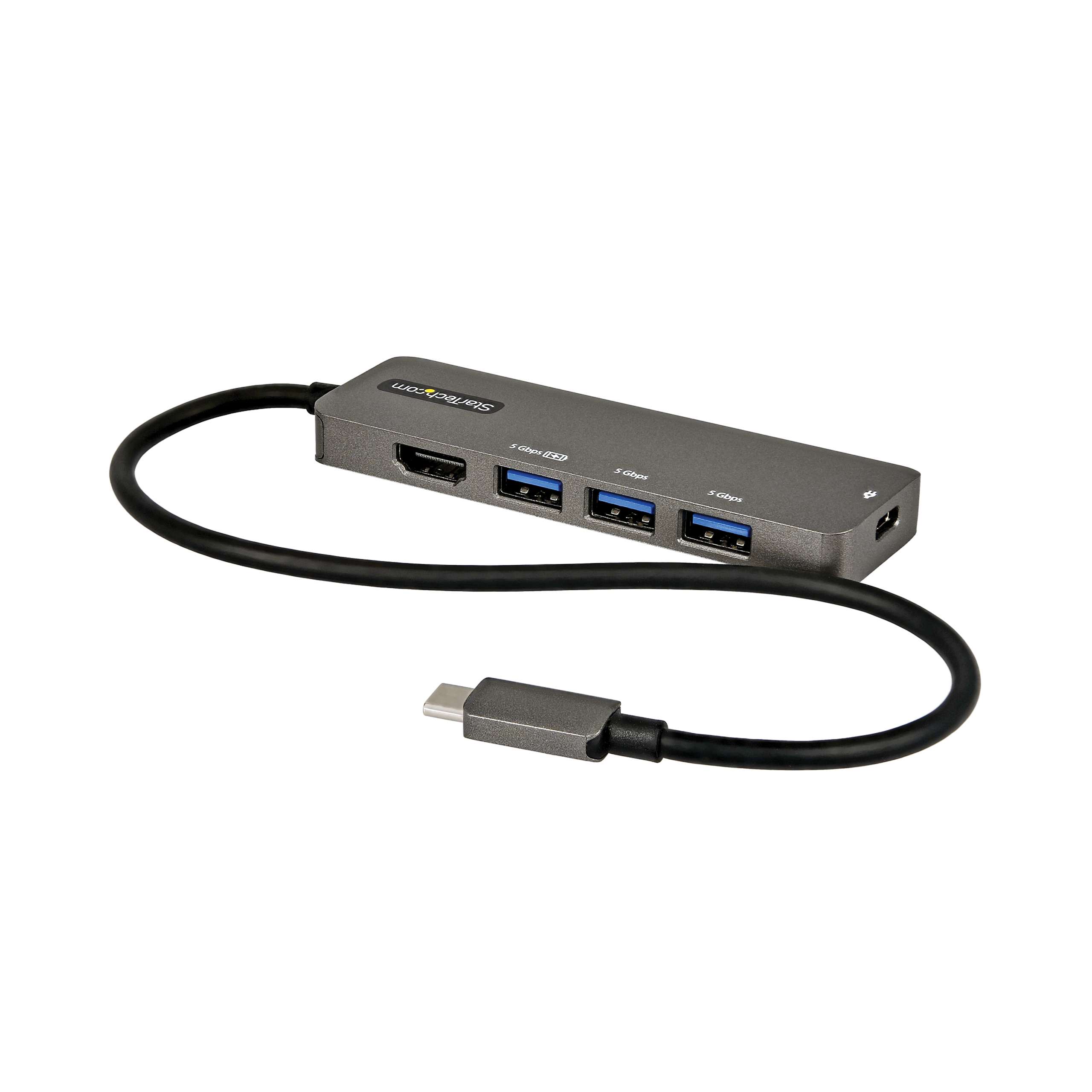 Image of StarTech.com Adattatore Multiporta USB-C - Mini Docking station da USB-C a HDMI 4K 60Hz (HDR10) con Pass-Through Power Delivery 100W - Hub 4 Porte USB 3.0 - Mini Dock USB Type-C - Cavo integrato da 30 cm