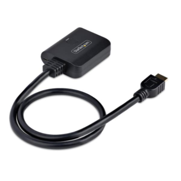 Image of StarTech.com Splitter HDMI 4K a 2 Porte - Sdoppiatore Video HDMI 2.0 4K 60Hz con 1 Ingresso e 2 Uscite - Hub HDMI HDR/HDCP 2.2 - Multipresa HDMI con cavo da 50 cm - Alimentazione da USB o con Alimentatore (incl.)