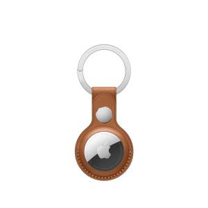 Image of APPLE Airtag Leather Key Ring Brown