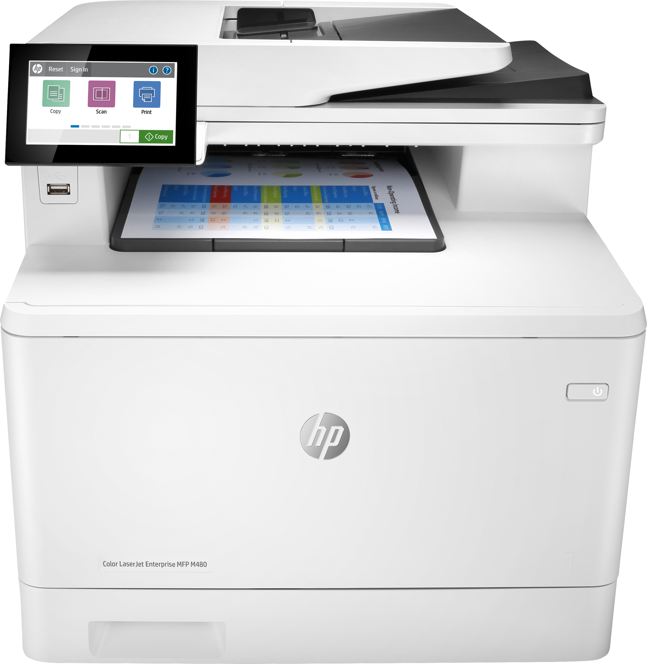 Image of HP Color LaserJet Enterprise Stampante multifunzione Enterprise Color LaserJet M480f, Colore, Stampante per Aziendale, Stampa, copia, scansione, fax, Compatta; Avanzate funzionalità di sicurezza; Stampa fronte/retro; ADF da 50 fogli; Efficienza energetica
