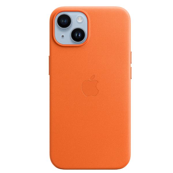 Image of iPhone 14 Leather Case with MagSafe - Orange