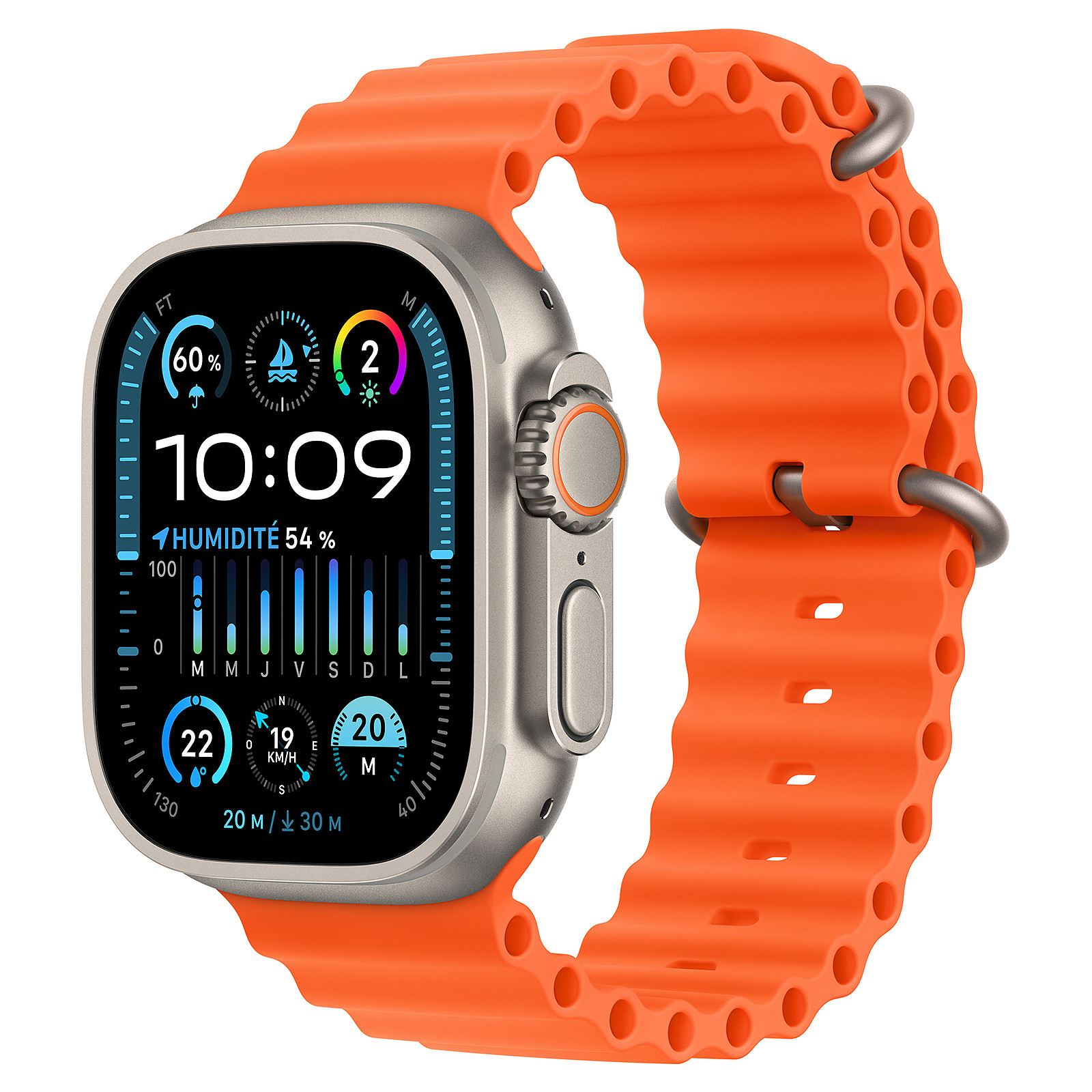 Image of APPLE WATCH ULTRA 2 GPS + CELLULAR, 49MM TITANIUM CASE WITH ORANGE OCEAN BAND