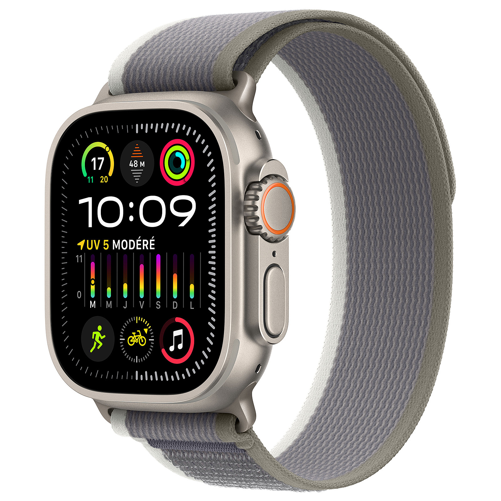 Image of AW Ultra 2 GPS + Cellular 49mm Titanium Case with Green/Grey Trail Loop - M/L