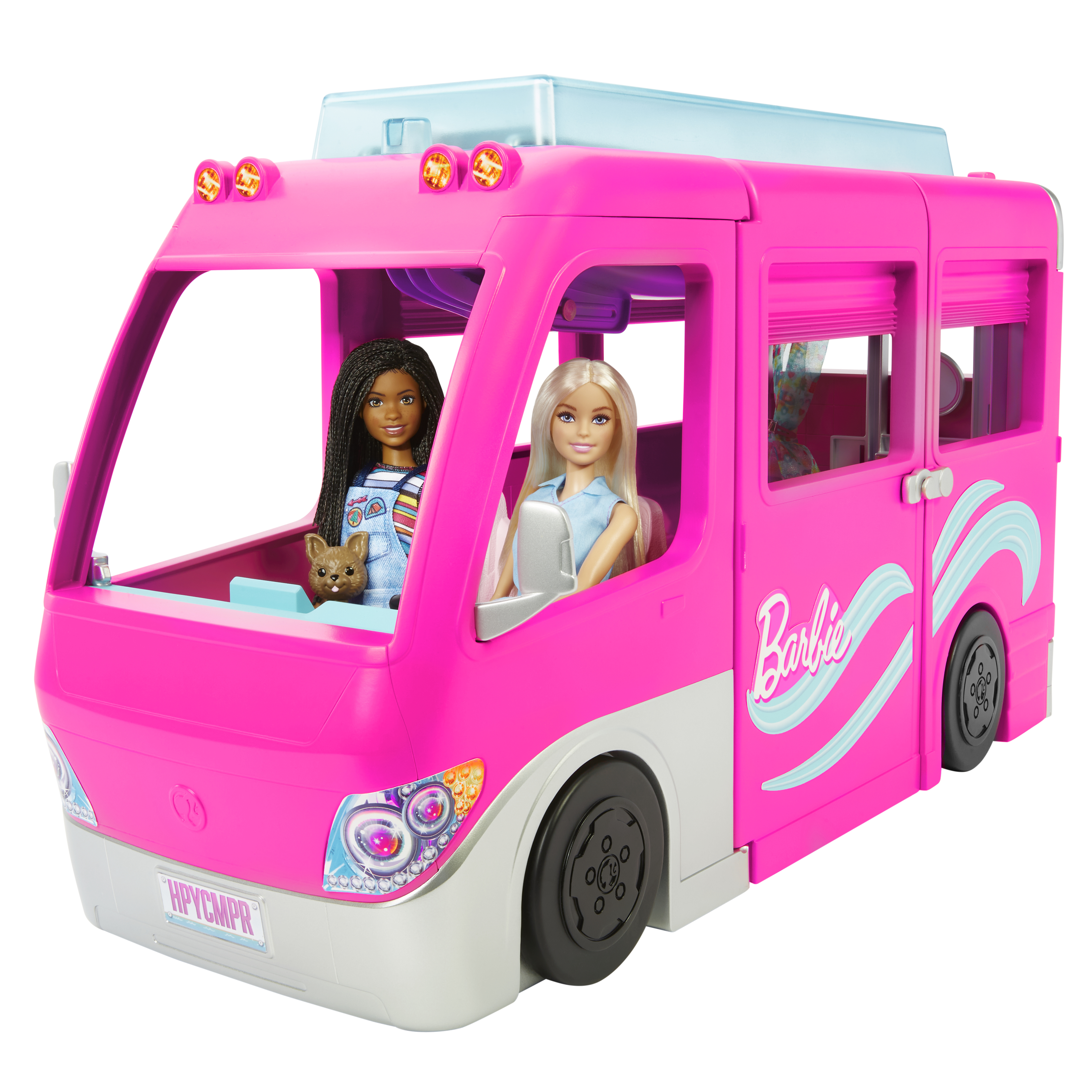 Image of Barbie Camper dei Sogni - Veicolo con Scivolo e Piscina - 2 Cuccioli - 7 Aree Gioco - Alto 76 cm - 60+ Accessori - Regalo per Bambini 3+ Anni