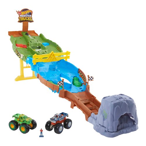 Image of Hot Wheels Monster Trucks Torneo dei Titani Playset con Monster Truck Bigfoot e Gunkster per sfide testa a testa; giocattolo per bambini 4+ anni