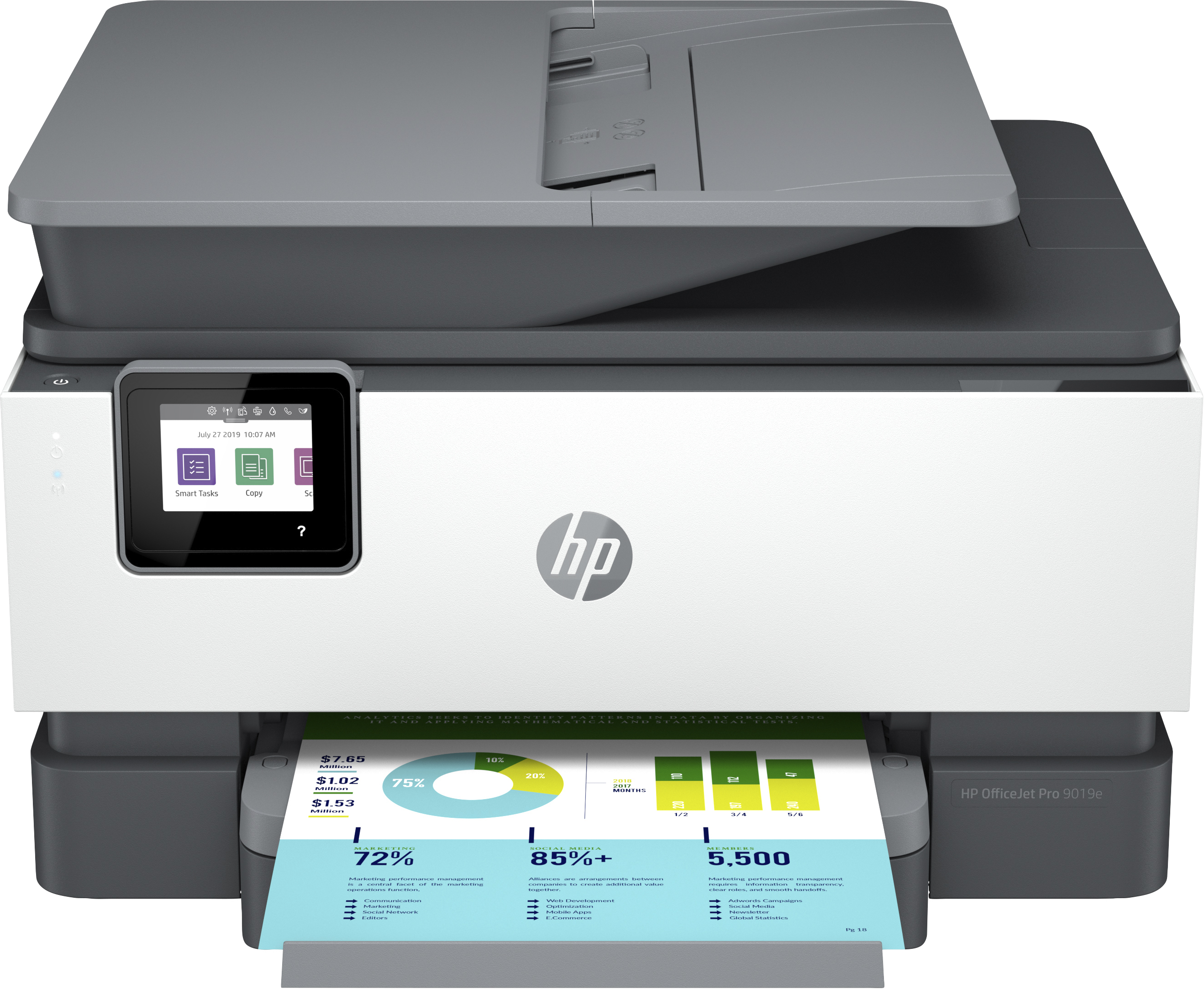Image of HP OfficeJet Pro Stampante multifunzione HP 9019e, Colore, Stampante per Piccoli uffici, Stampa, copia, scansione, fax, HP+; Idoneo per HP Instant Ink; alimentatore automatico di documenti; Stampa fronte/retro