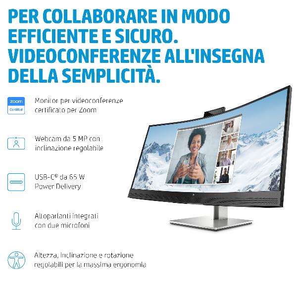 Image of HP Monitor per video conferenze con schermo curvo E34m G4 USB-C WQHD