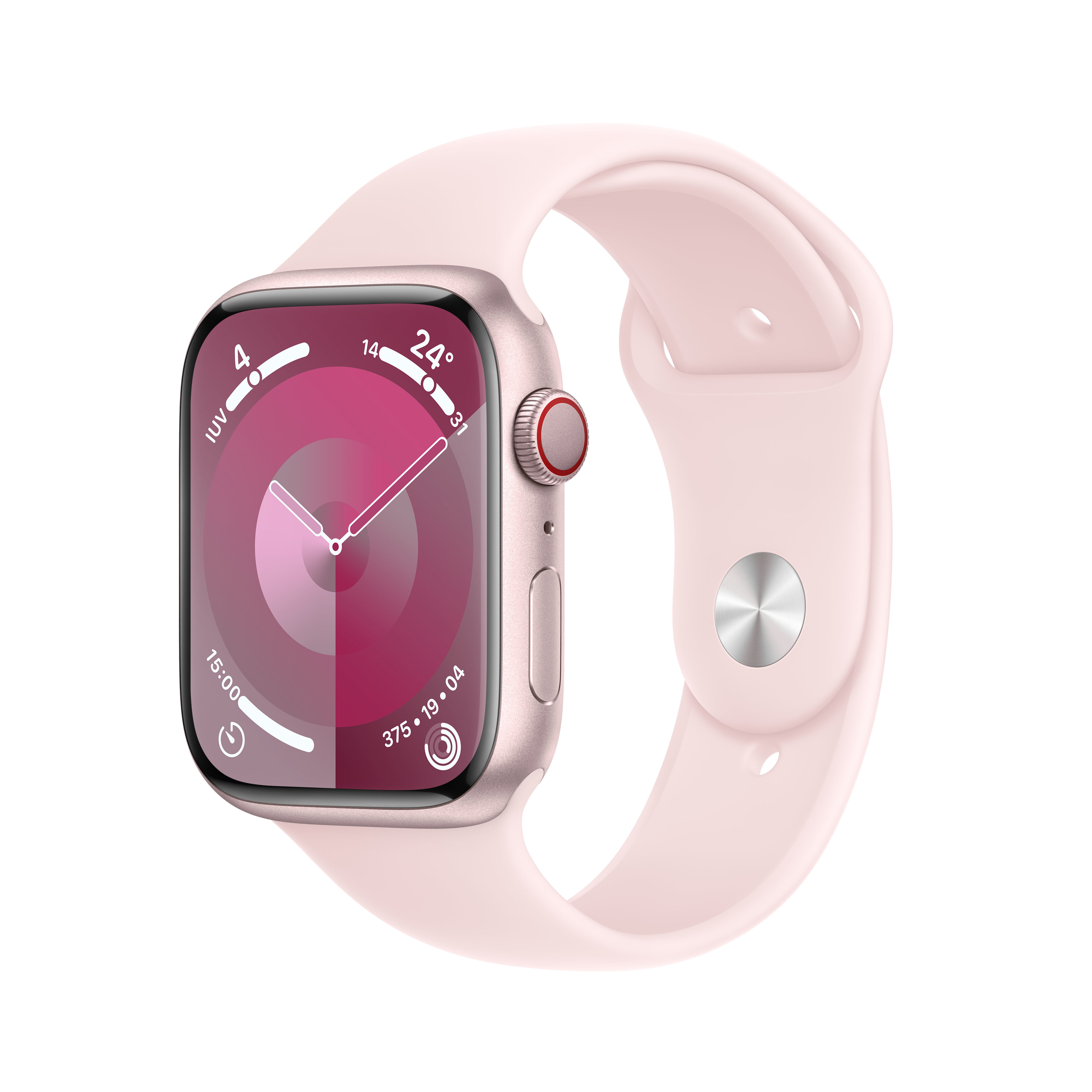 Image of APPLE WATCH SERIES 9 MRML3QL/A 45MM PINK ALUMINIUM CASE WITH LIGHT PINK SPORT BAND