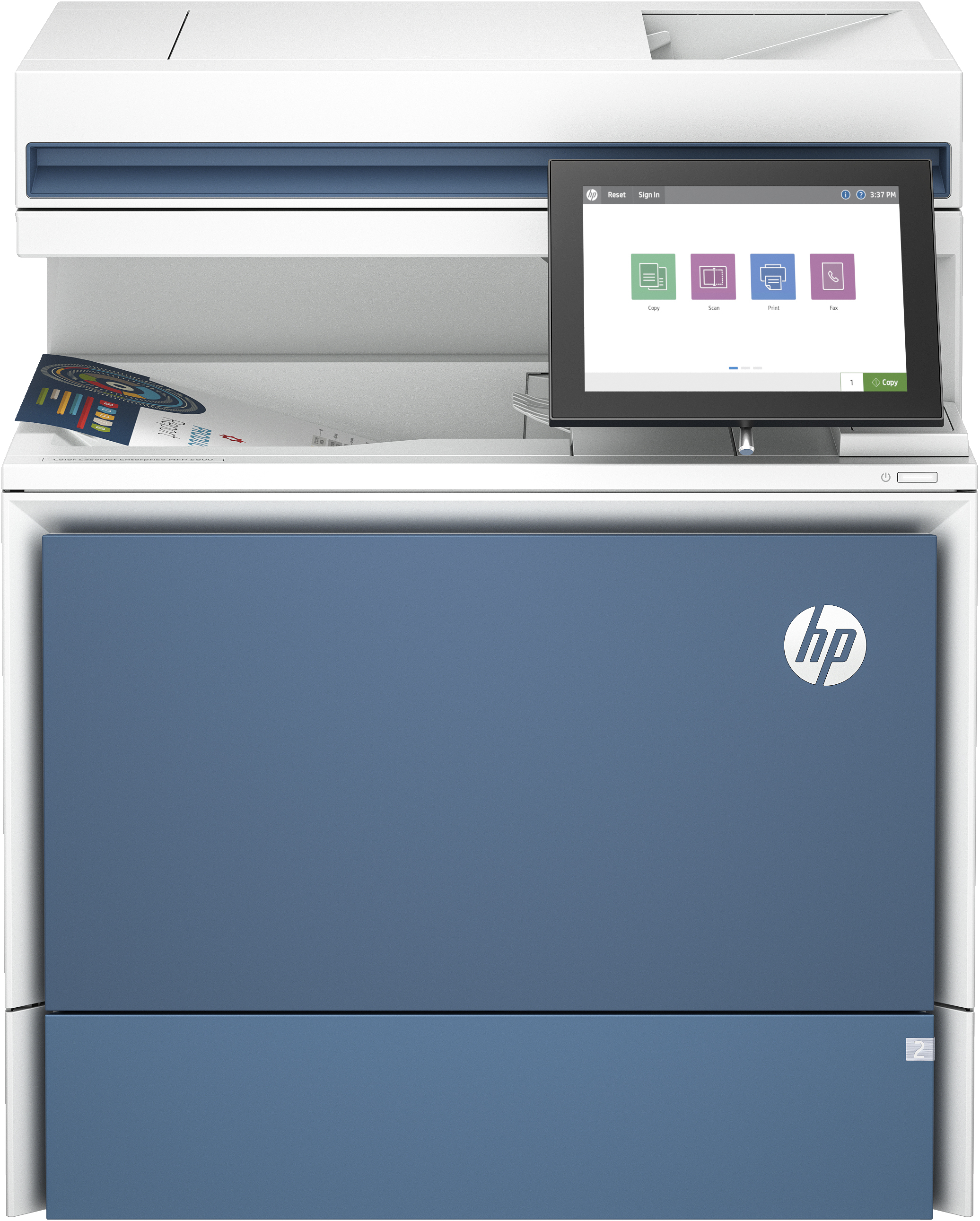 Image of HP LaserJet Stampante multifunzione Color Enterprise 5800dn, Color, Stampante per Stampa, copia, scansione, fax (opzionale), Alimentatore automatico di documenti; vassoi ad alta capacità opzionali; touchscreen; cartuccia TerraJet