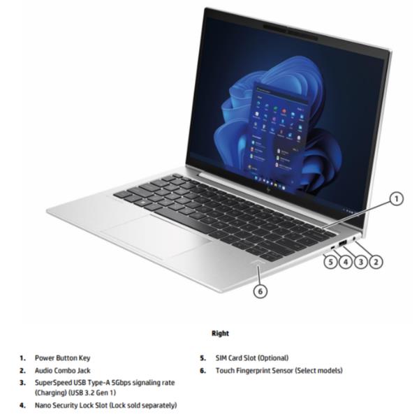 Image of HP EliteBook 830 13 G10 Intel® Core™ i7 i7-1355U Computer portatile 33,8 cm (13.3") WUXGA 32 GB LPDDR5-SDRAM 1 TB SSD Wi-Fi 6E (802.11ax) Windows 11 Pro Argento