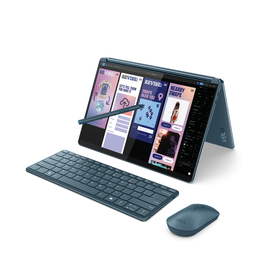 Image of Lenovo Yoga Book 9 13IMU9 Intel Core Ultra 7 155U Ibrido (2 in 1) 5,08 cm (2) Touch screen 2.8K 32 GB LPDDR5x-SDRAM 1 TB SSD Wi-Fi 6E (802.11ax) Windows 11 Home Colore foglia di tè