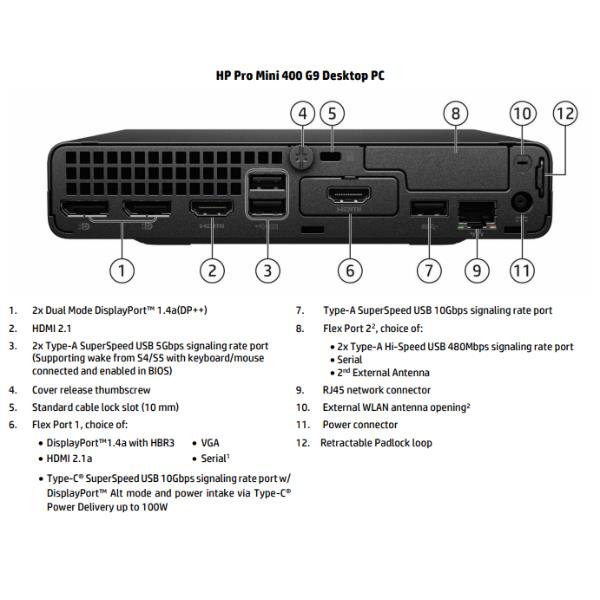 Pro Mini 400 G9 Core i7-14700T 16GB DDR5 512GB SSD Wi-Fi 6 Wolf 1Y Windows  11 Pro 2yw