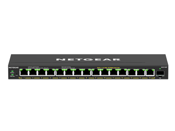 Image of Netgear GS316EP-100PES switch di rete Gestito Supporto Power over Ethernet (PoE) Nero