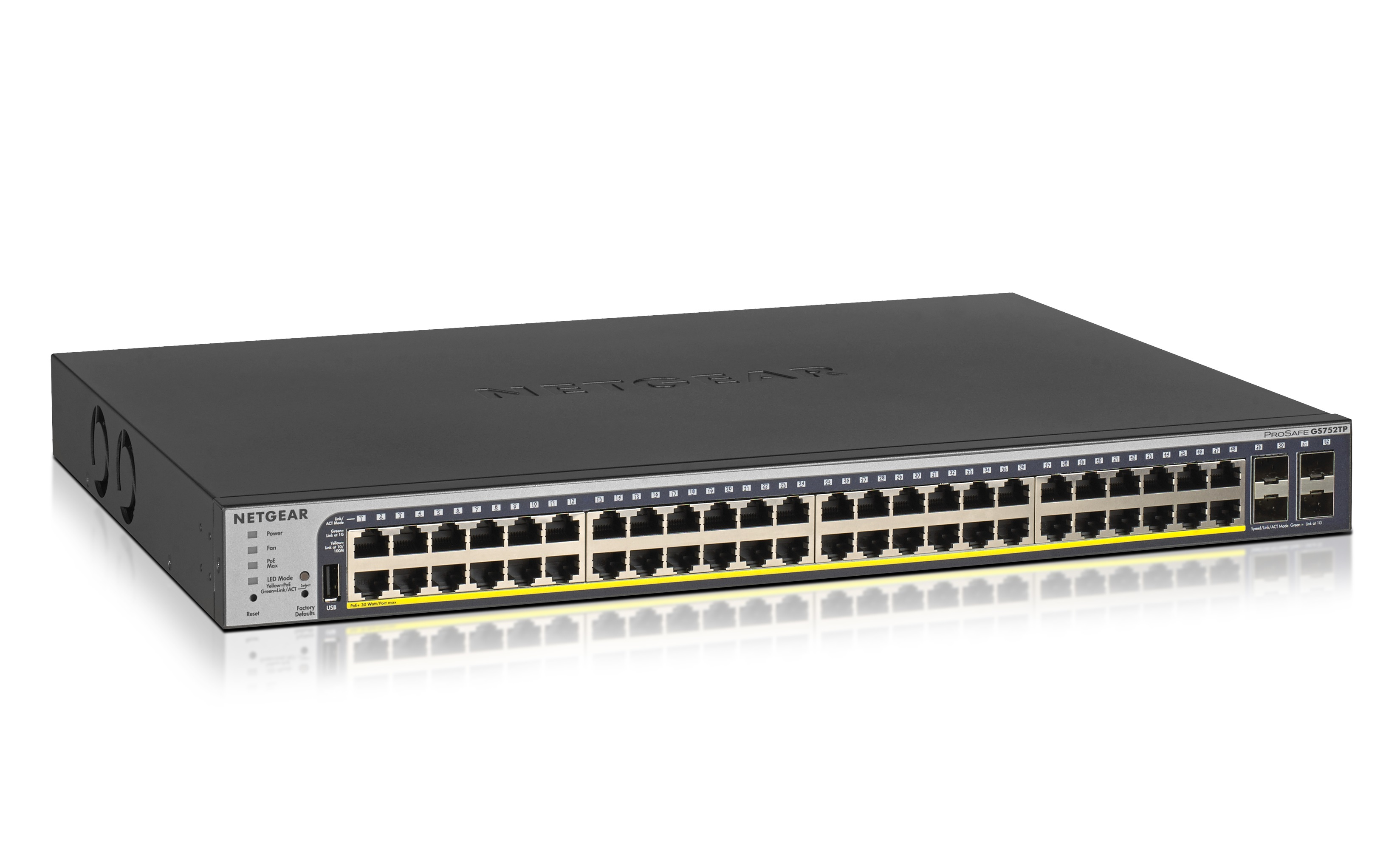 Image of NETGEAR GS752TP-300EUS switch di rete Gestito L2/L3/L4 Gigabit Ethernet (10/100/1000) Supporto Power over Ethernet (PoE) 1U Nero