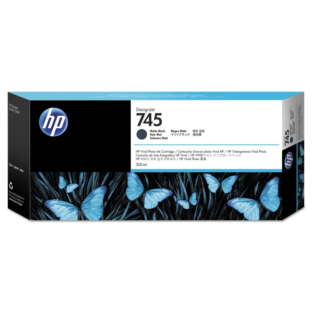 HP Cartuccia Inchiostro Nero Opaco DesignJet 745, 300 ml