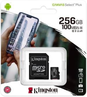 Image of Kingston Technology Scheda micSDXC Canvas Select Plus 100R A1 C10 da 256GB + adattatore