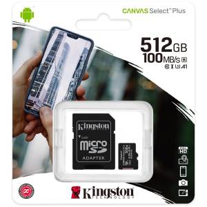 Image of Kingston Technology Scheda micSDXC Canvas Select Plus 100R A1 C10 da 512GB + adattatore