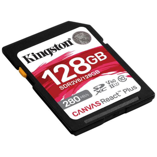 Kingston Technology 128GB Canvas React Plus SDXC UHS-II 280R/100W U3 V60 for Full HD/4K