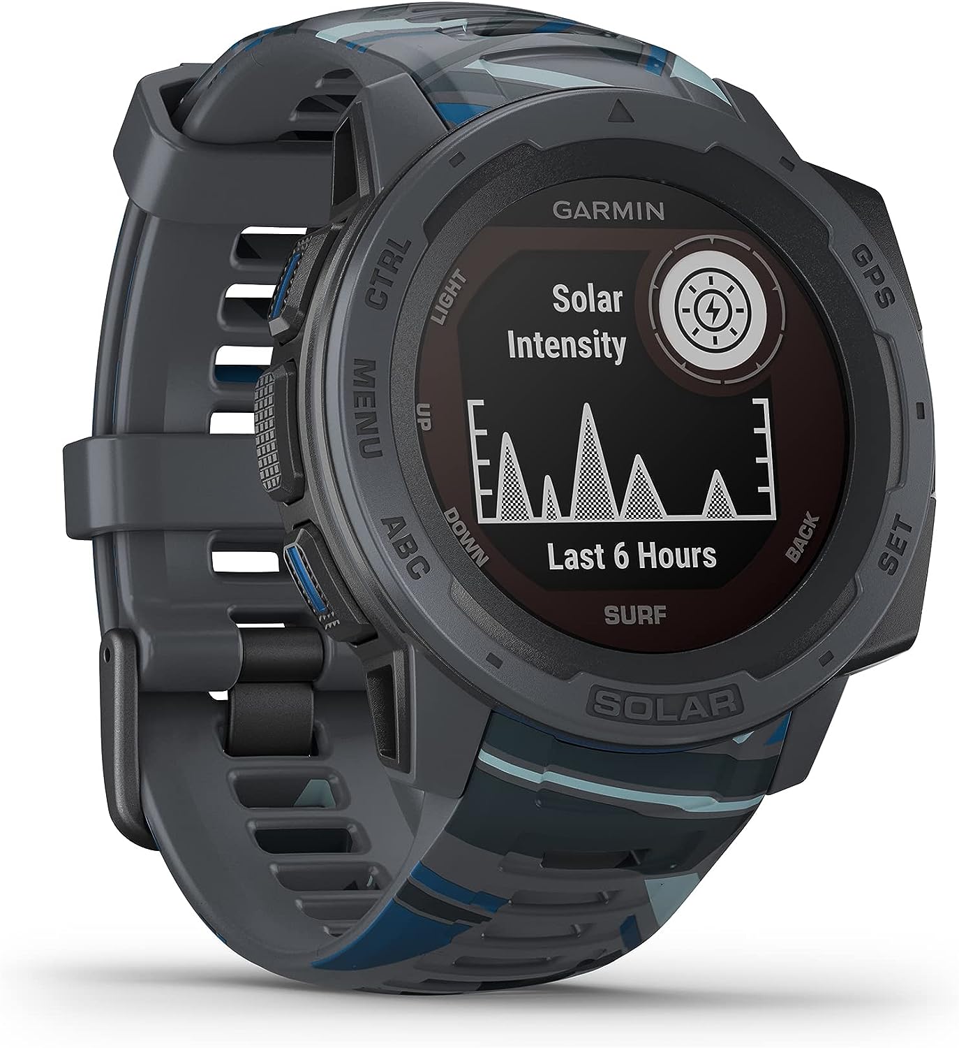 Image of Garmin Instinct Solar, Surf Edition, Pipeline - Smartwatch Gps Ultra-Resistente con Ricarica Solare, Cardio, Pulseox, App Surf e Multisport