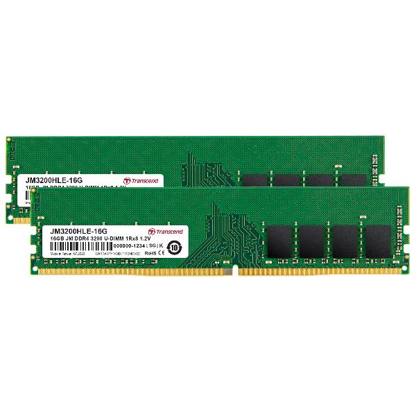 Image of TRANSCEND RAM 32GB KIT JM DDR4 3200 U-DIMM 1Rx8 2Gx8 CL22 1.2V