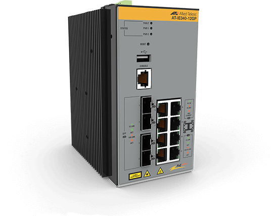 Image of Allied Telesis AT-IE340-12GP-80 Gestito L3 Gigabit Ethernet (10/100/1000) Supporto Power over Ethernet (PoE) Grigio