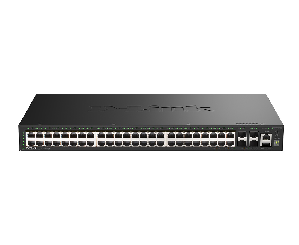 D-LINK SWITCH 52-PORT GIGABIT STACKABLE POE+ SMART MANAGED  SWITCH WITH 4 X 10G SFP+ PORTS