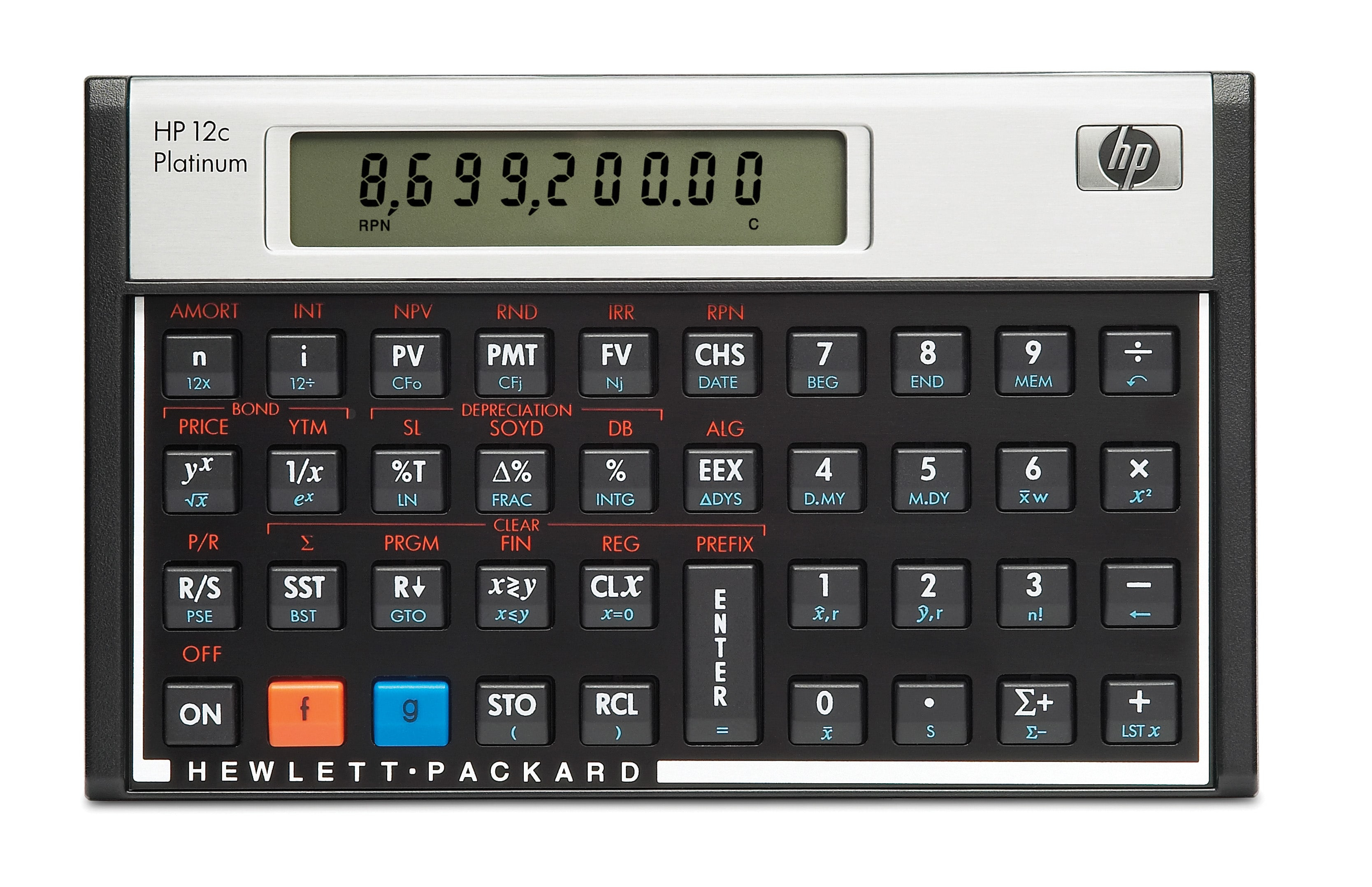Image of HP 12c calcolatrice Desktop Calcolatrice finanziaria Alluminio, Nero
