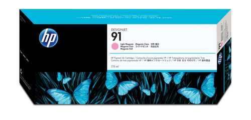 Image of HP Cartuccia di inchiostro pigmentato magenta chiaro originale DesignJet 91 da 775 ml
