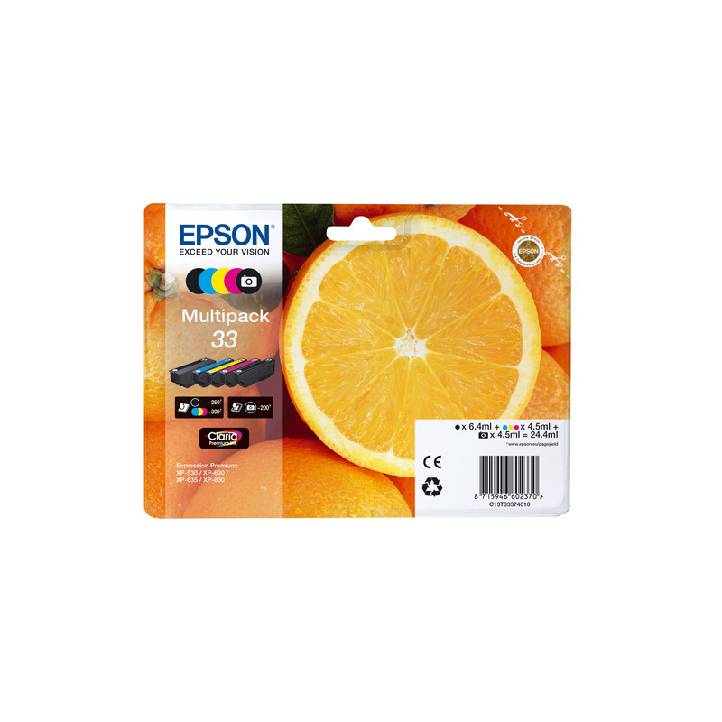 Image of Epson Oranges Multipack 5-colours 33 Claria Premium Ink