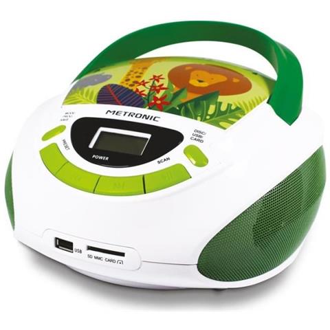 METRONIC Radio Cd Per Bambini Metronic 477144 Jungle Style - Verde E Bianco