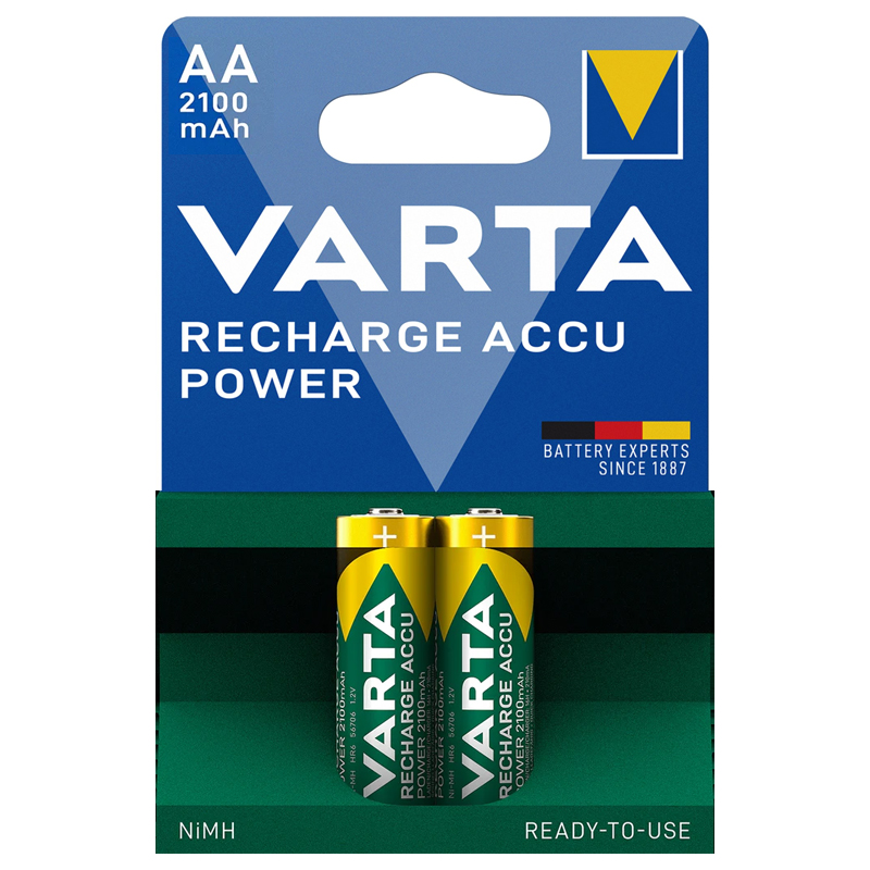 VARTA RECHARGE ACCU POWER - BLISTER 2 BATTERIE MINISTILO AA RICARICABILI 2100mAh - MASTER CARTON DA 10 PZ