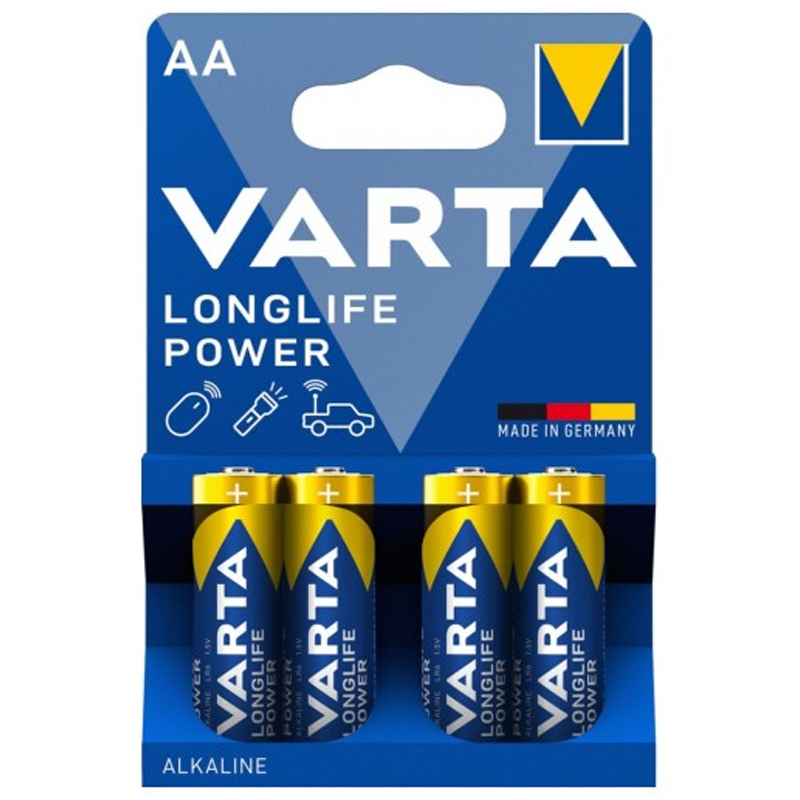 VARTA LONGLIFE POWER - BLISTER 4 BATTERIE STILO AA - MASTER CARTON DA 20 PZ