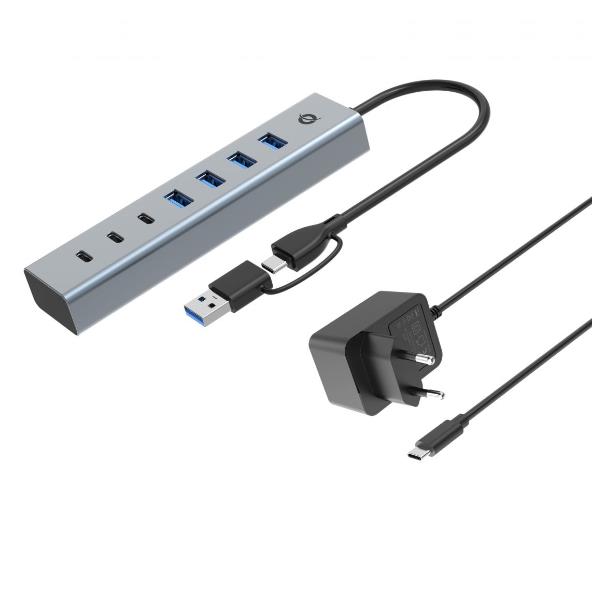 Conceptronic HUBBIES20GP hub di interfaccia USB 3.2 Gen 1 (3.1 Gen 1) Type-C 5000 Mbit/s Grigio