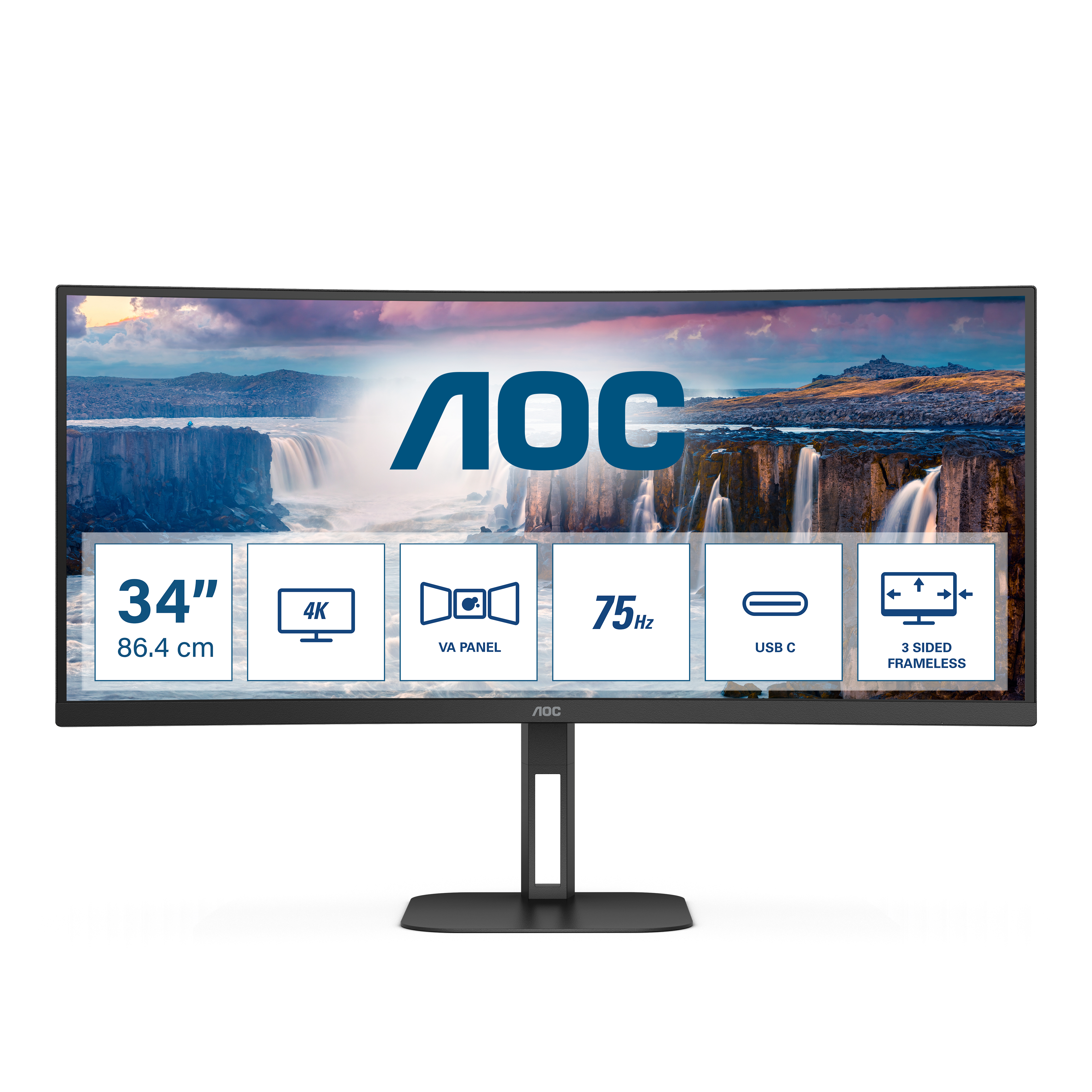 Image of AOC V5 CU34V5C/BK LED display 86,4 cm (34") 3440 x 1440 Pixel Wide Quad HD Nero