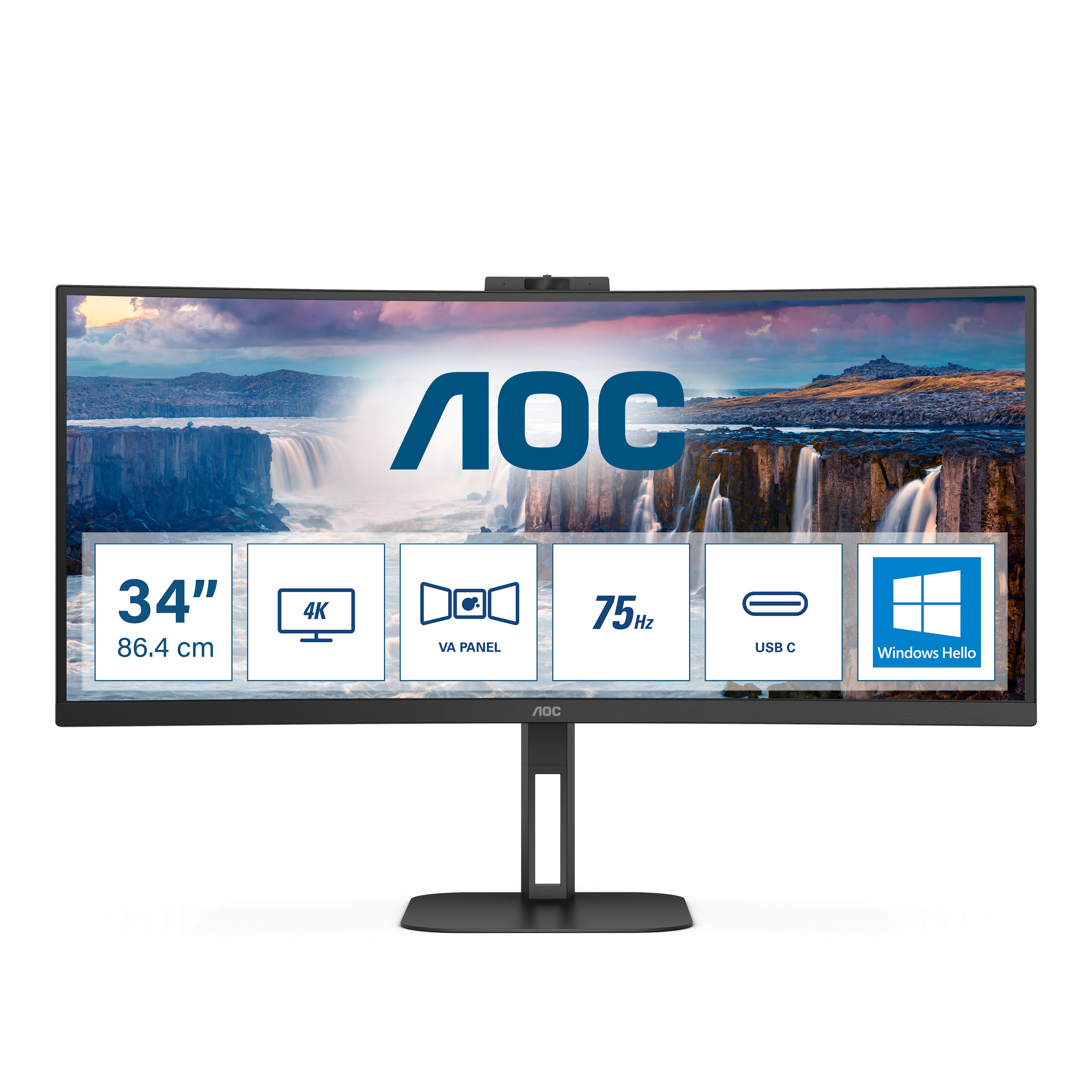 Image of AOC V5 CU34V5CW/BK LED display 86,4 cm (34") 3440 x 1440 Pixel Wide Quad HD Nero