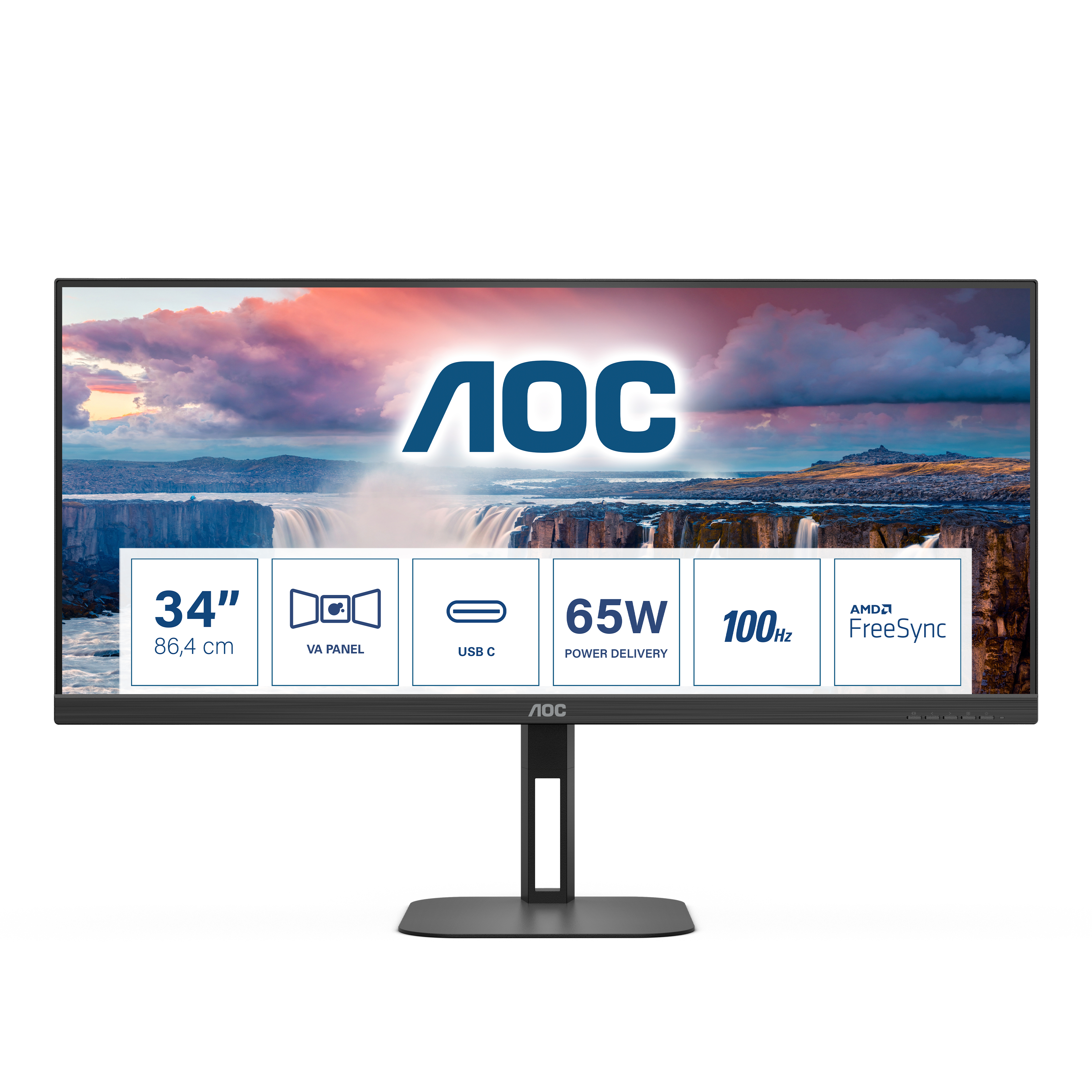 Image of AOC V5 U34V5C/BK Monitor PC 86,4 cm (34") 3440 x 1440 Pixel UltraWide Quad HD LCD Nero