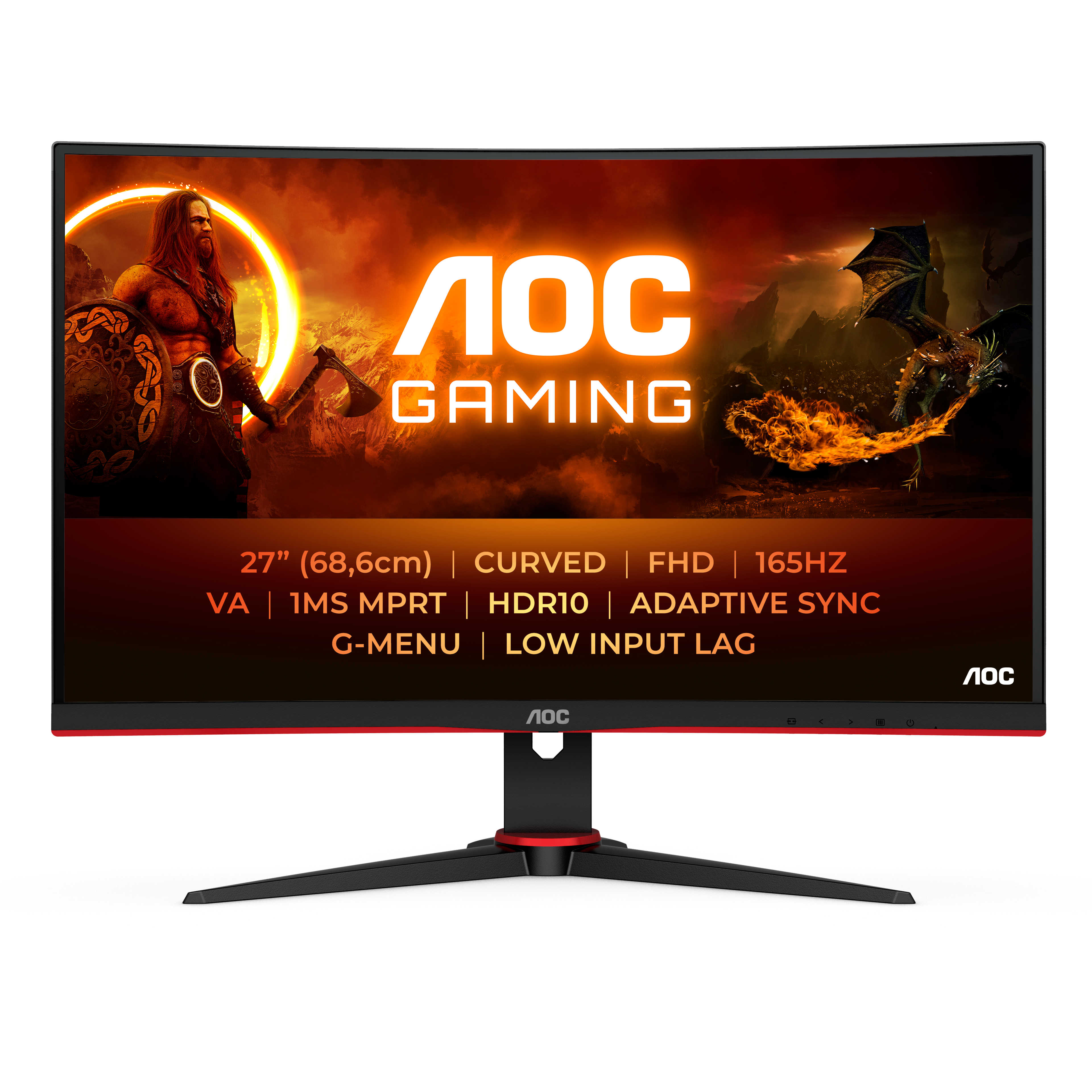 Image of AOC G2 C27G2E/BK Monitor PC 68,6 cm (27") 1920 x 1080 Pixel Nero, Rosso