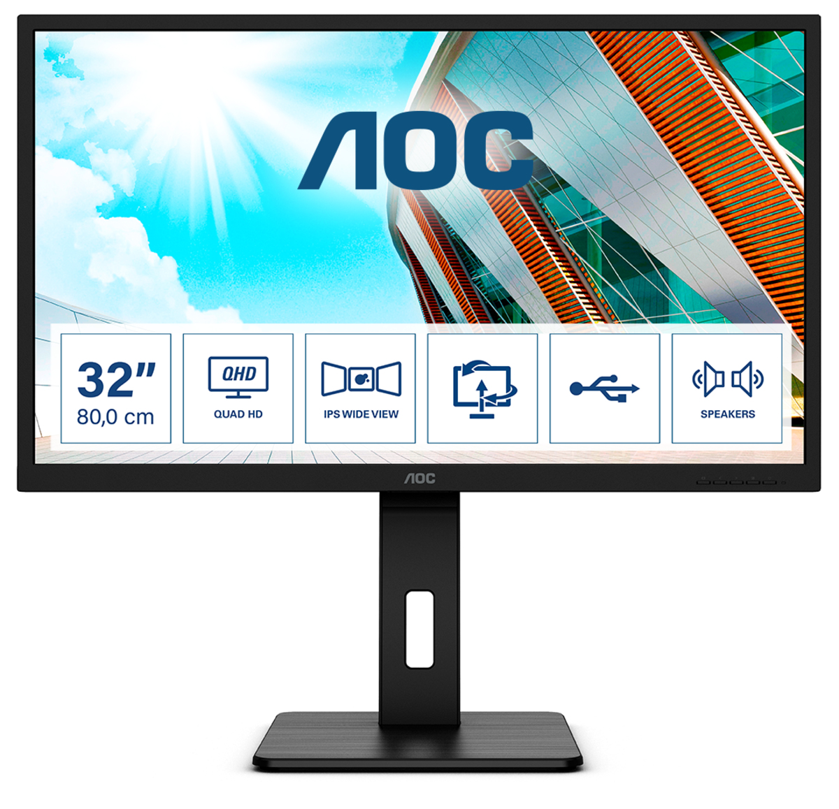 Image of AOC Q32P2CA monitor piatto per PC 80 cm (31.5) 2560 x 1440 Pixel 2K Ultra HD LED Nero
