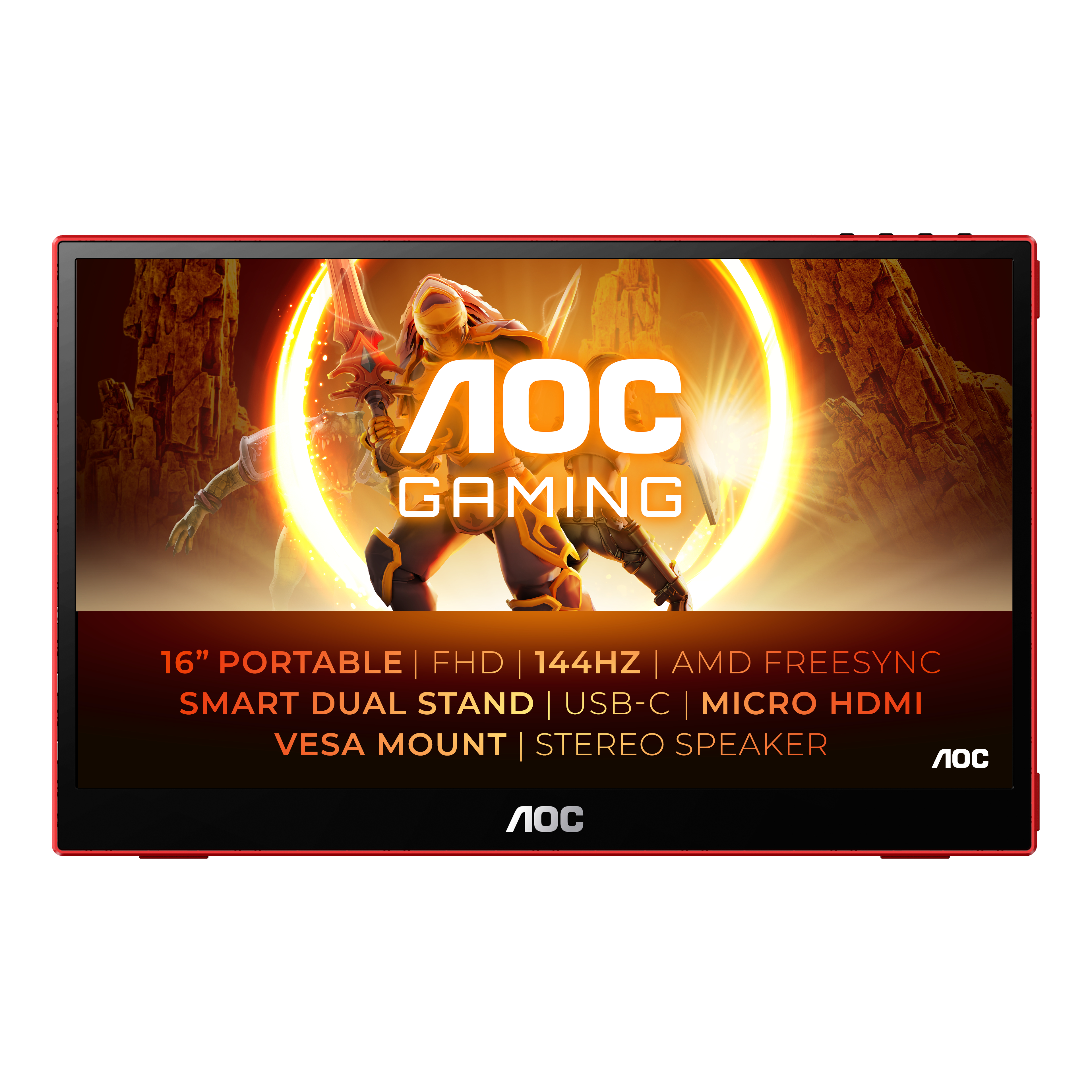 Image of AOC 16G3 TV e monitor portatile Nero, Rosso 39,6 cm (15.6") TFT 1920 x 1080 Pixel