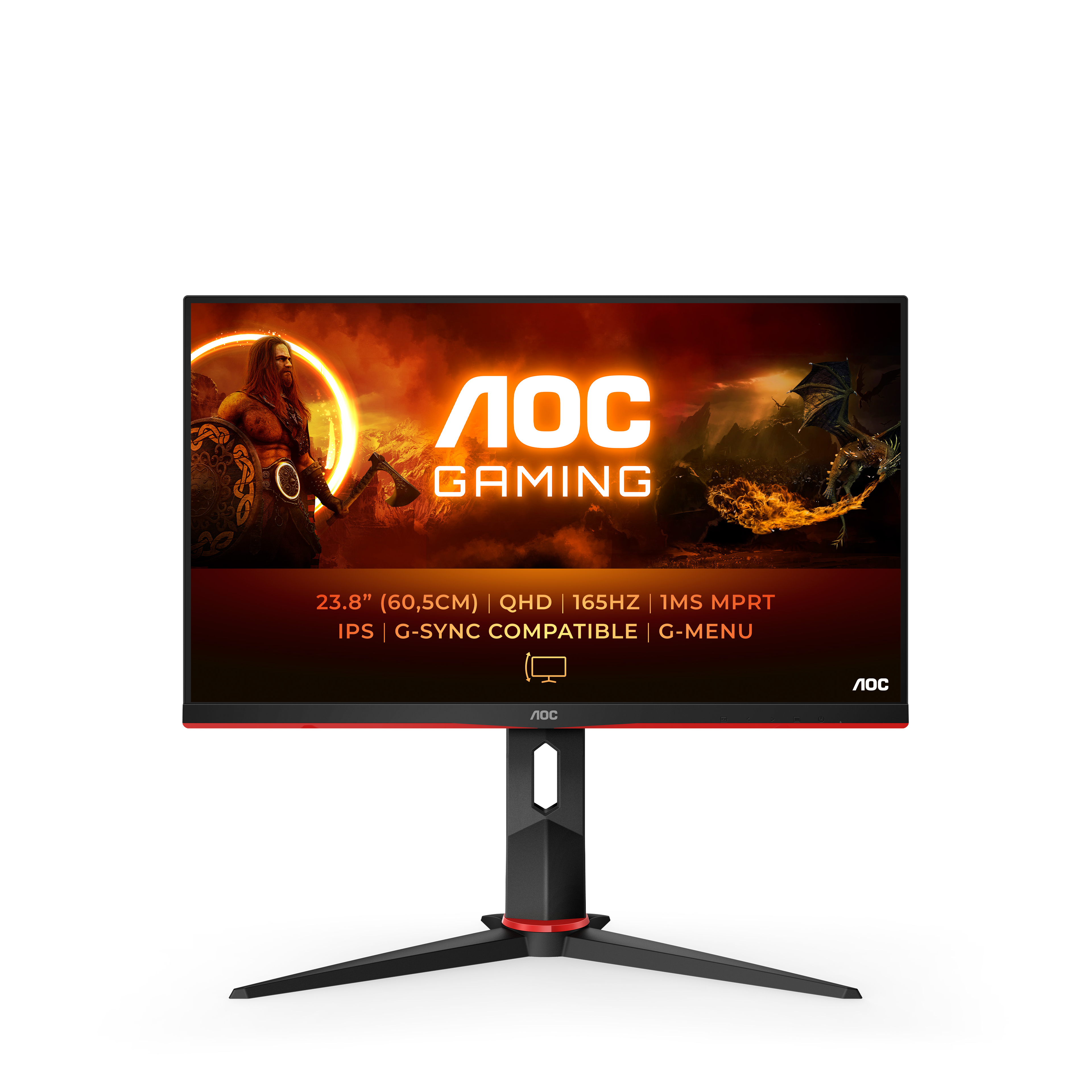 Image of AOC G2 Q24G2A/BK Monitor PC 60,5 cm (23.8) 2560 x 1440 Pixel Nero, Rosso