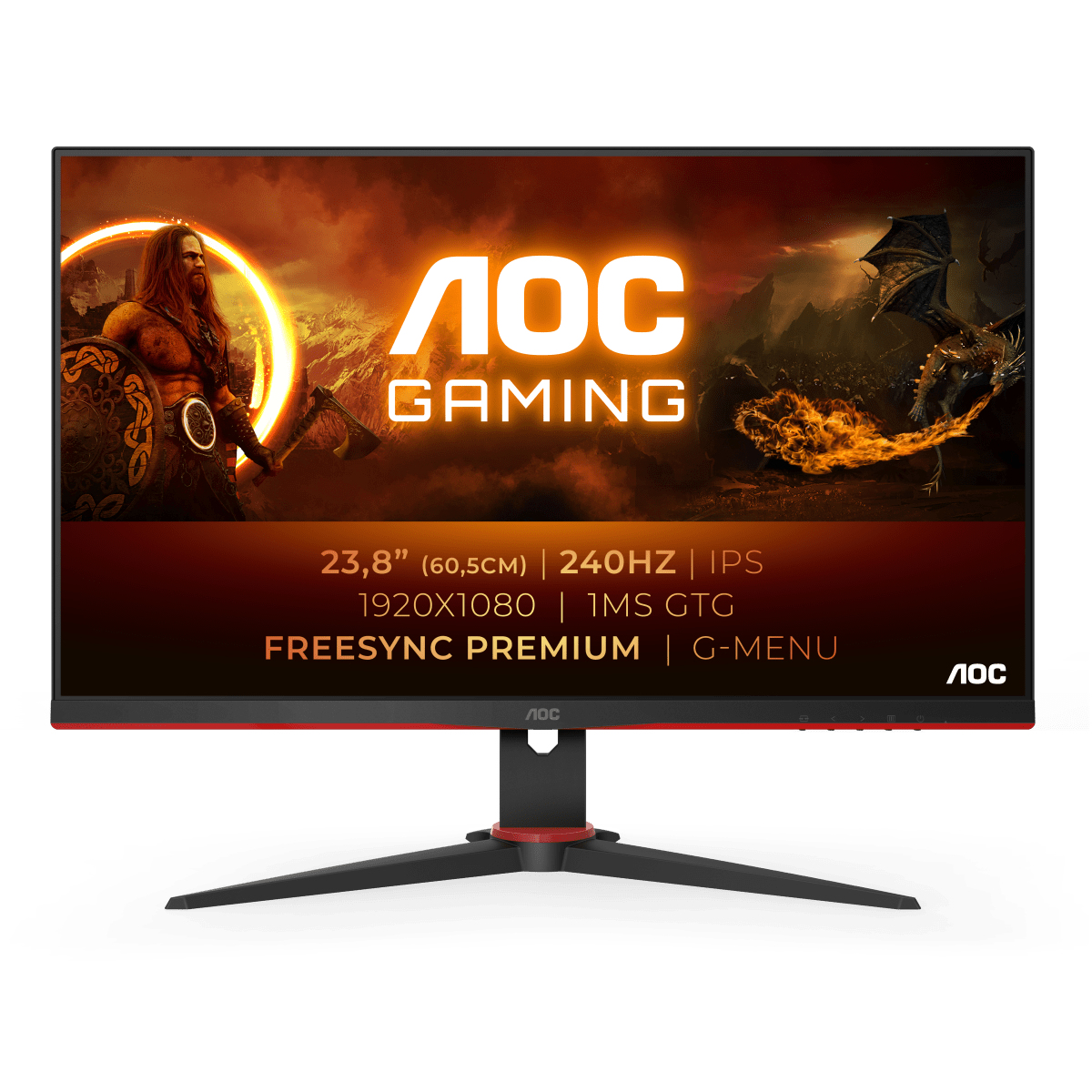 Image of AOC G2 24G2ZE/BK LED display 60,5 cm (23.8") 1920 x 1080 Pixel Full HD Nero, Rosso
