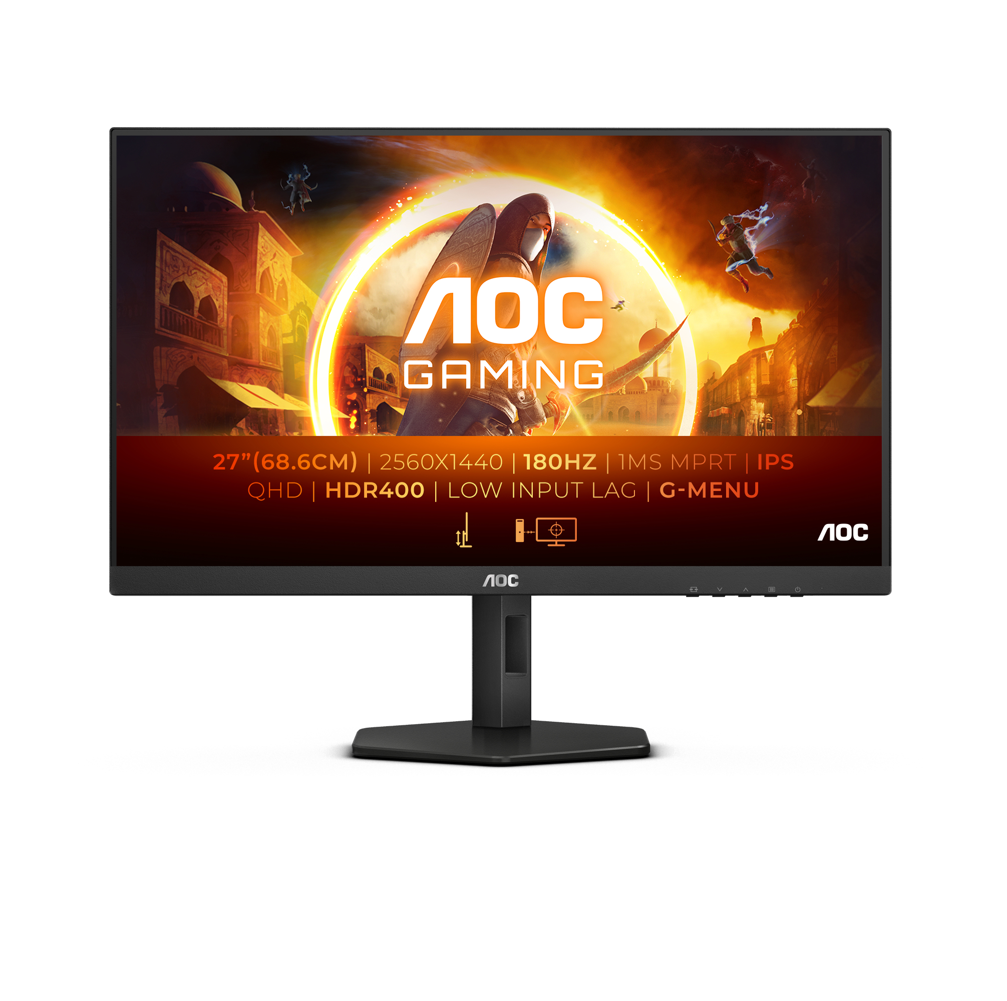 Image of AOC Q27G4X LED display 68,6 cm (27") 2560 x 1440 Pixel Quad HD LCD Nero, Rosso