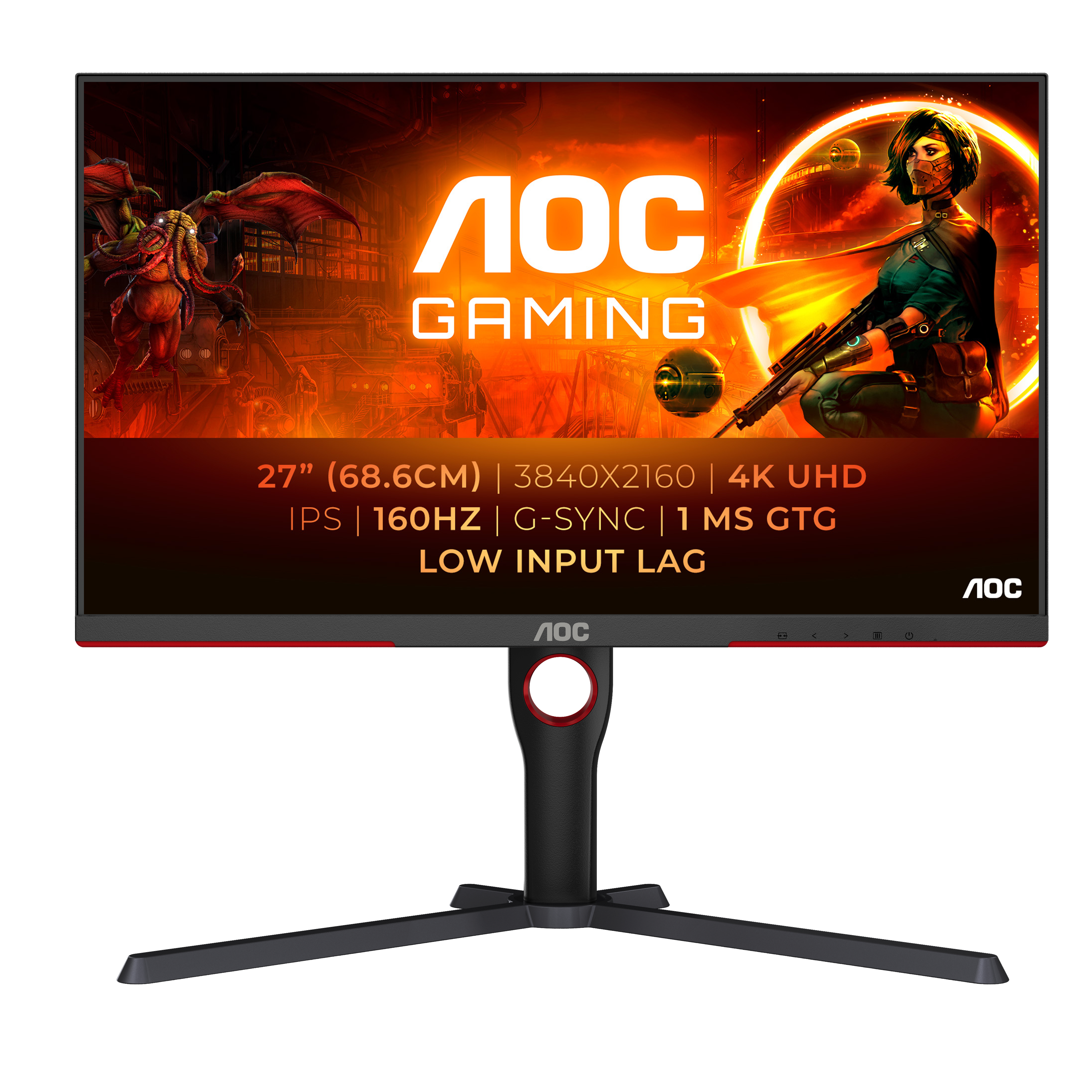 Image of AOC G3 U27G3X/BK Monitor PC 68,6 cm (27") 3840 x 2160 Pixel 4K Ultra HD LED Nero, Rosso