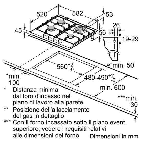 Image of Bosch Serie 6 PCH6A5B90 piano cottura Acciaio inossidabile Da incasso 60 cm Gas 4 Fornello(i)