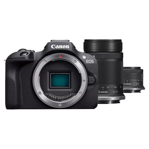 Image of Canon EOS R100 + RF-S 18-45mm F4.5-6.3 IS STM + RF-S 55-200mm F5-7.1 IS STM Kit MILC 24,1 MP CMOS 6000 x 4000 Pixel Nero
