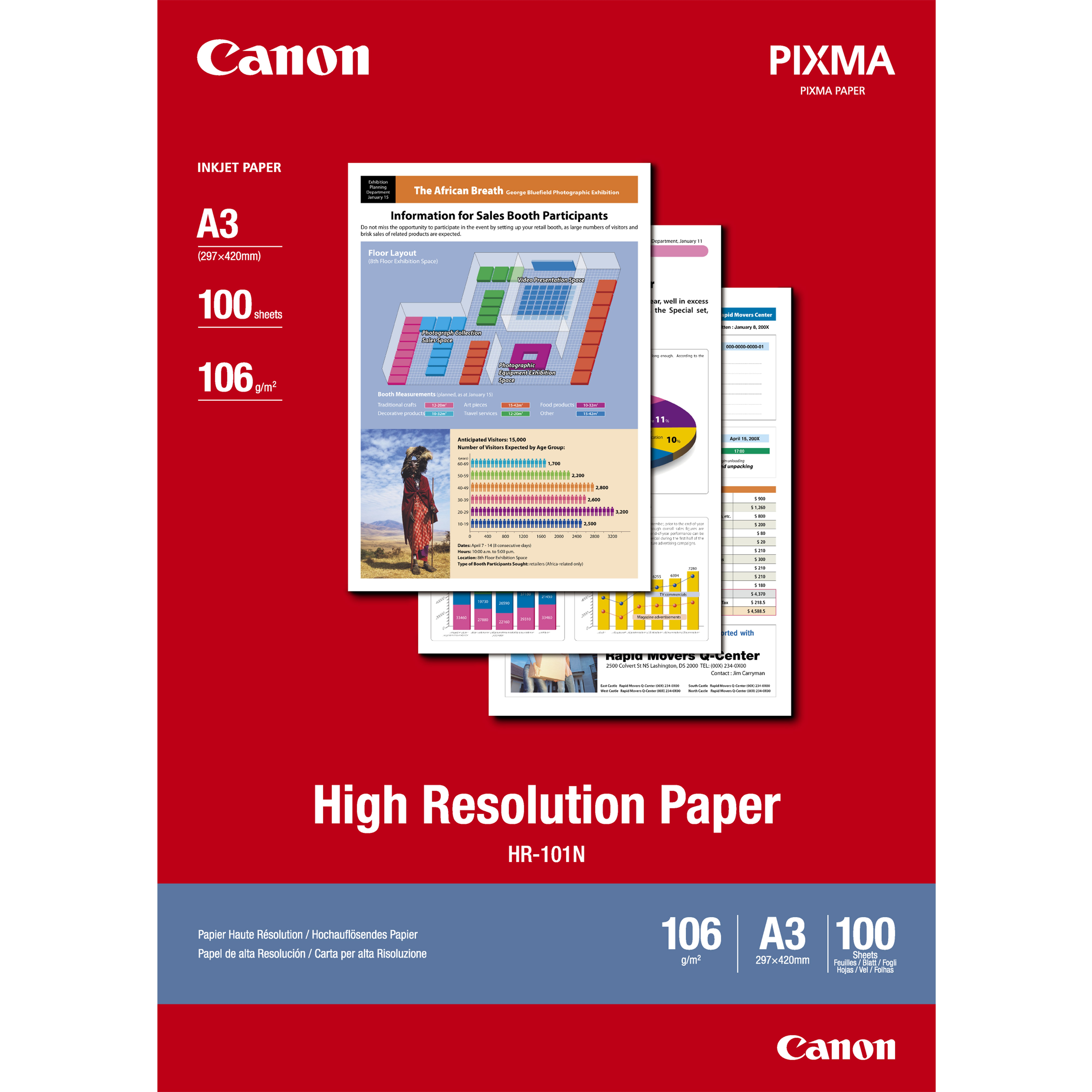 Canon Carta per alta risoluzione HR-101N A3 - 100 fogli